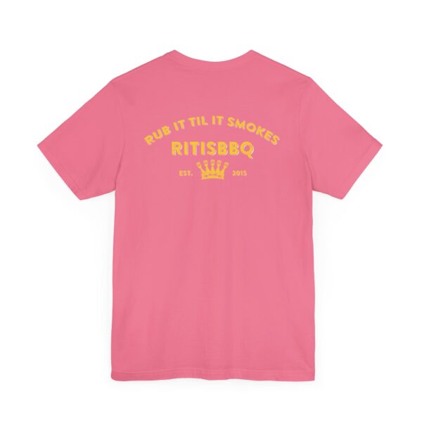 RITISBBQ Distressed Yellow Logo Unisex Jersey Short Sleeve Bella+Canvas 3001 Tee - Image 16