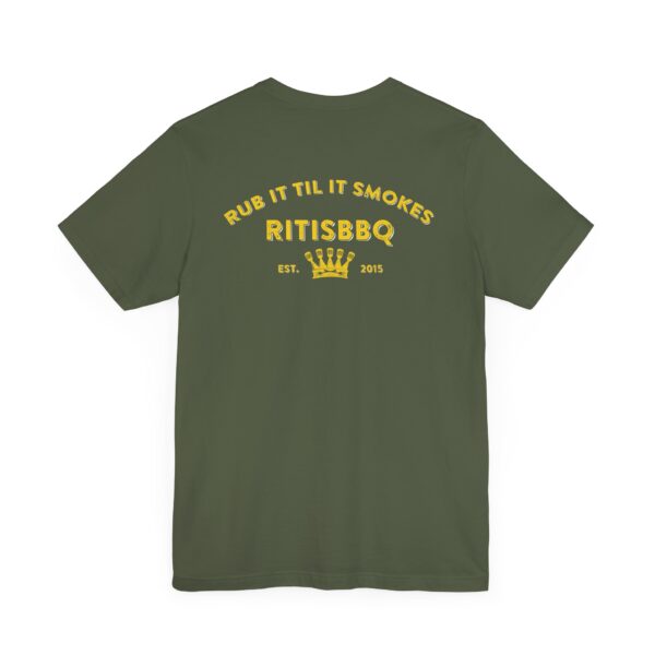 RITISBBQ Distressed Yellow Logo Unisex Jersey Short Sleeve Bella+Canvas 3001 Tee - Image 4