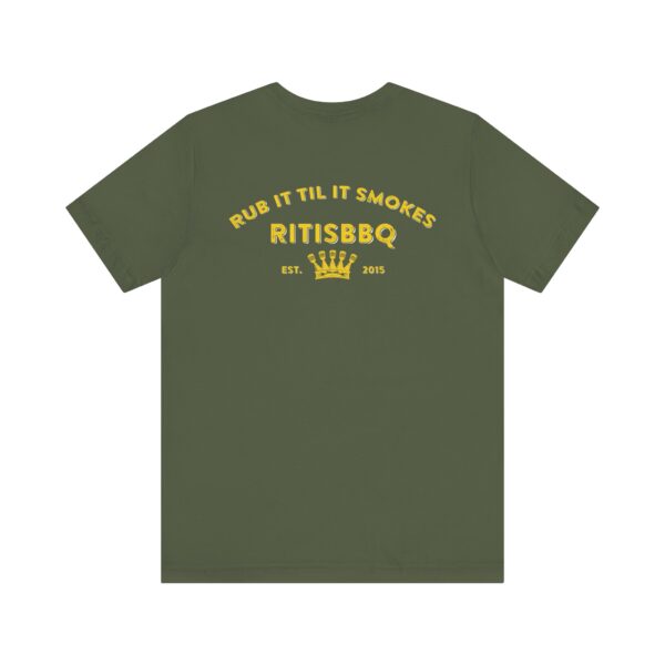 RITISBBQ Distressed Yellow Logo Unisex Jersey Short Sleeve Bella+Canvas 3001 Tee - Image 2