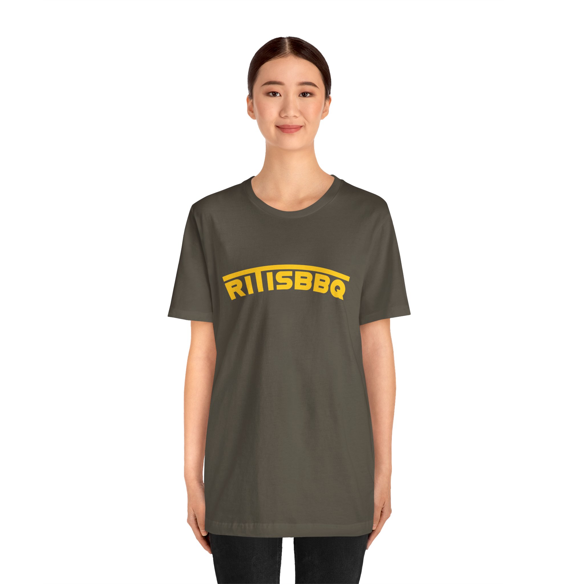 RITISBBQ Yellow Arch Text Unisex Jersey Short Sleeve Bella+Canvas 3001 Tee - Image 33