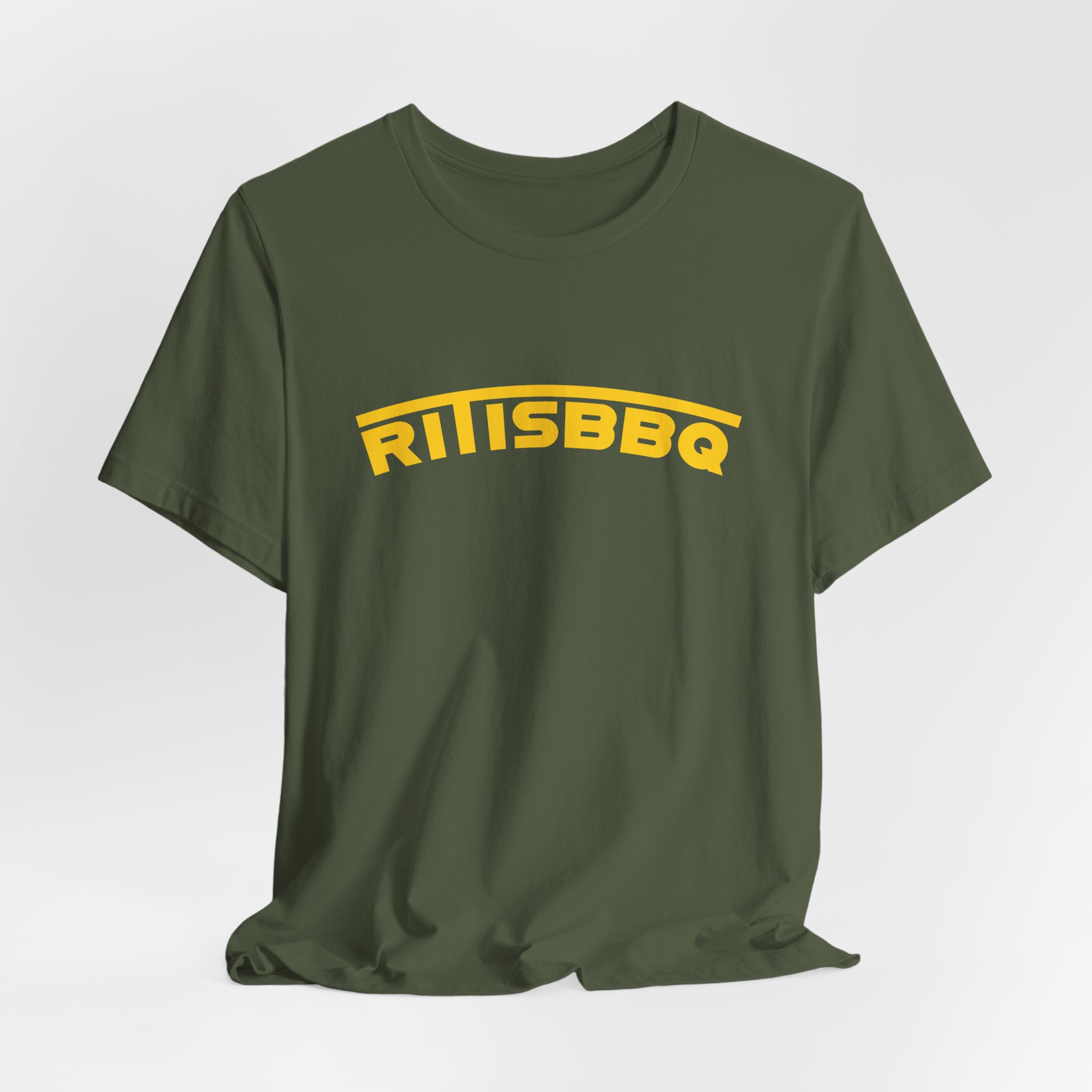 RITISBBQ Yellow Arch Text Unisex Jersey Short Sleeve Bella+Canvas 3001 Tee - Image 59