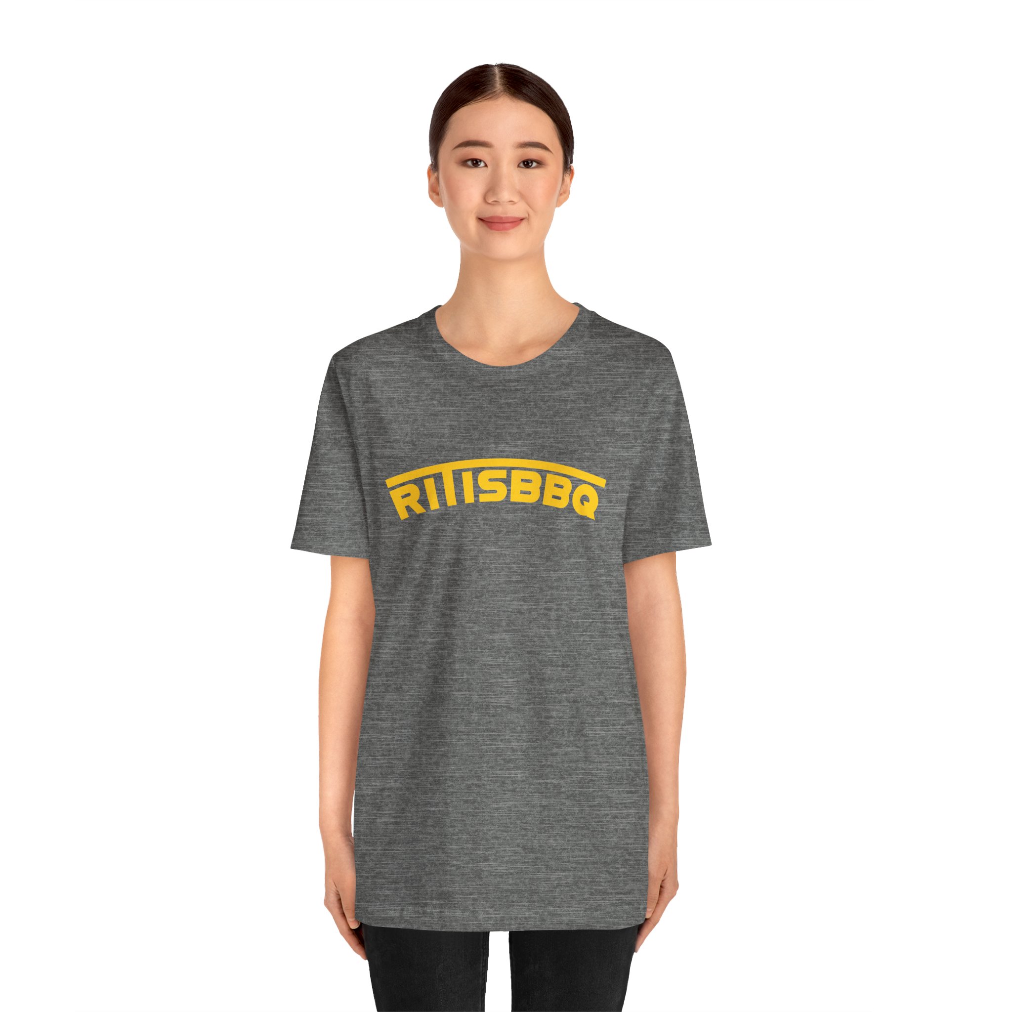 RITISBBQ Yellow Arch Text Unisex Jersey Short Sleeve Bella+Canvas 3001 Tee - Image 12