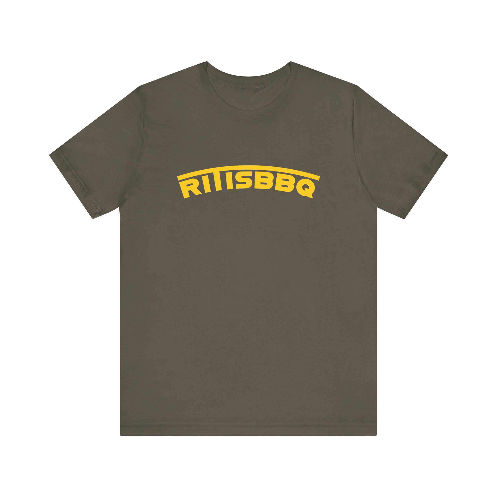 RITISBBQ Yellow Arch Text Unisex Jersey Short Sleeve Bella+Canvas 3001 Tee - Image 31
