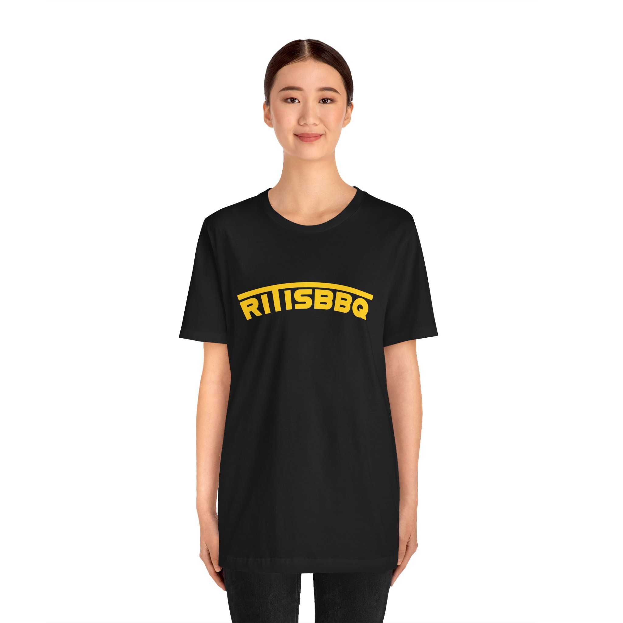RITISBBQ Yellow Arch Text Unisex Jersey Short Sleeve Bella+Canvas 3001 Tee - Image 23