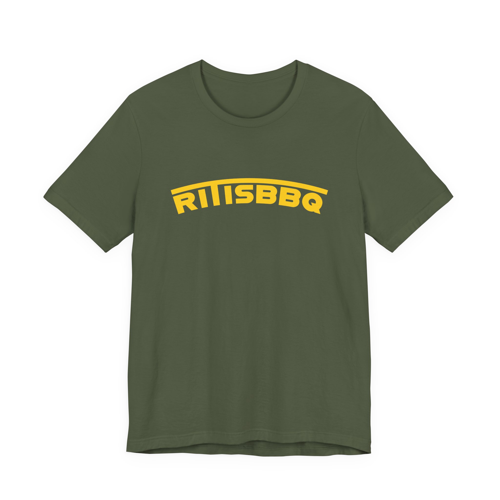 RITISBBQ Yellow Arch Text Unisex Jersey Short Sleeve Bella+Canvas 3001 Tee - Image 56