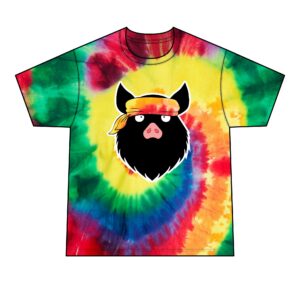 RITISBBQ Bearded Pig Bandana Tie-Dye T-Shirt, Spiral