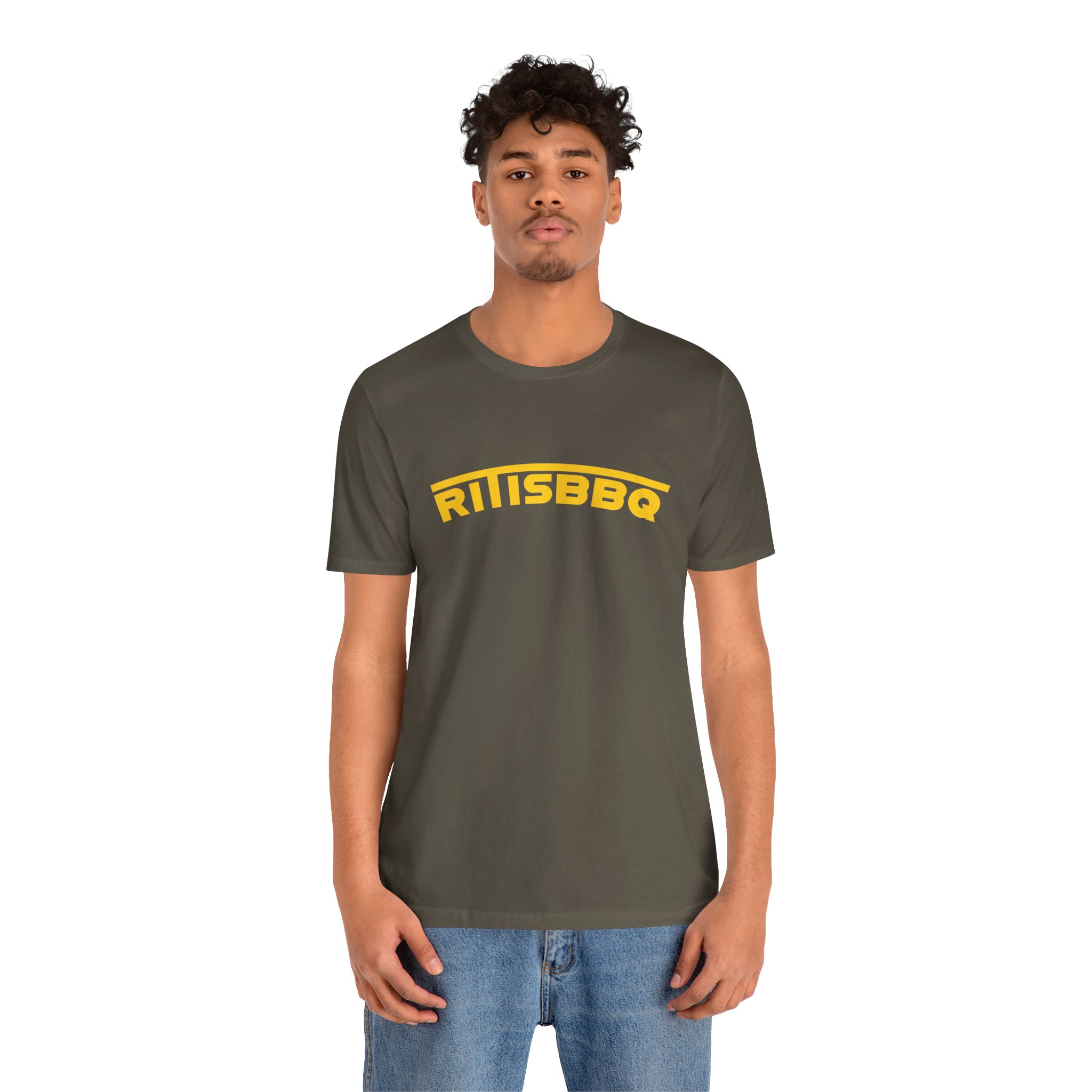 RITISBBQ Yellow Arch Text Unisex Jersey Short Sleeve Bella+Canvas 3001 Tee - Image 34