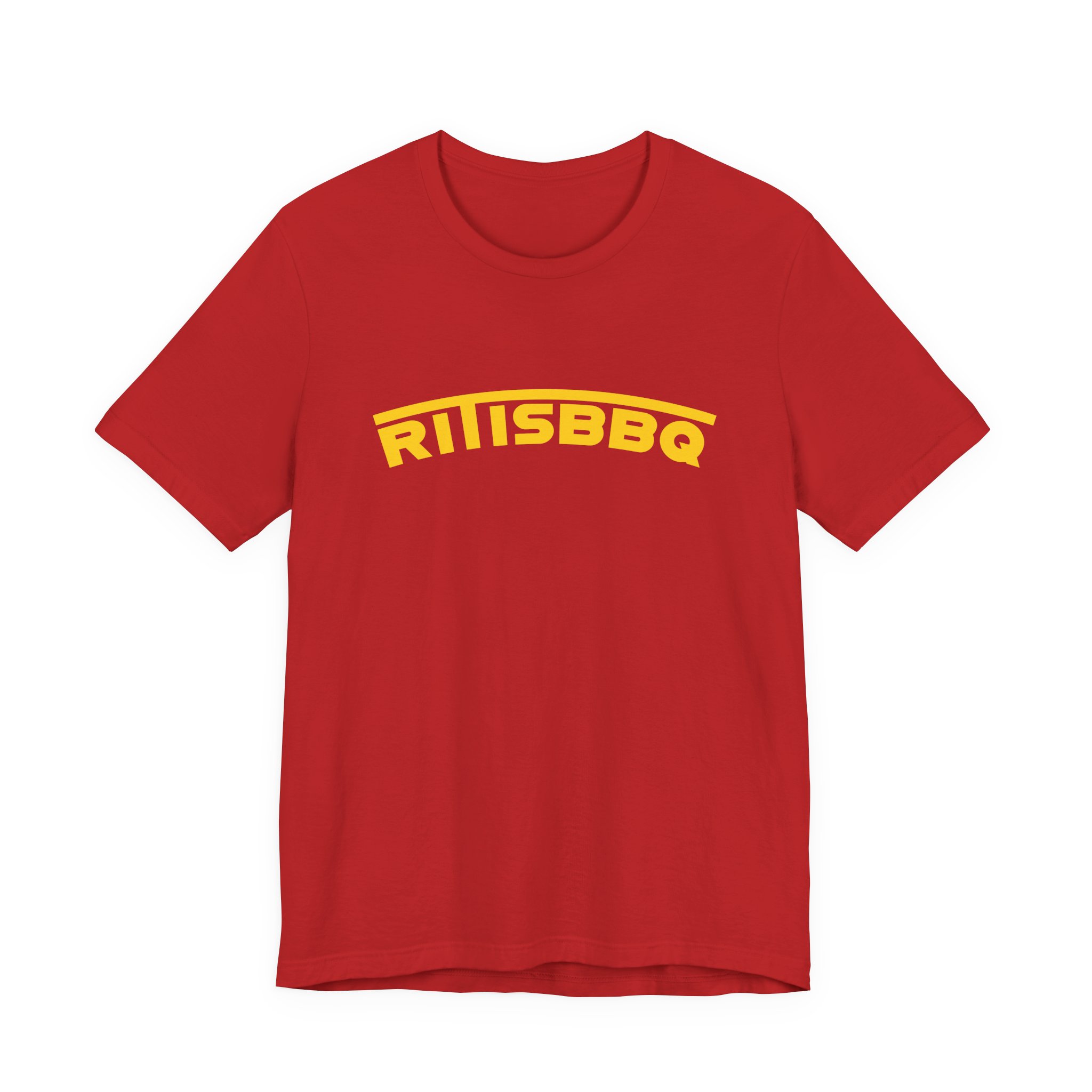 RITISBBQ Yellow Arch Text Unisex Jersey Short Sleeve Bella+Canvas 3001 Tee - Image 49