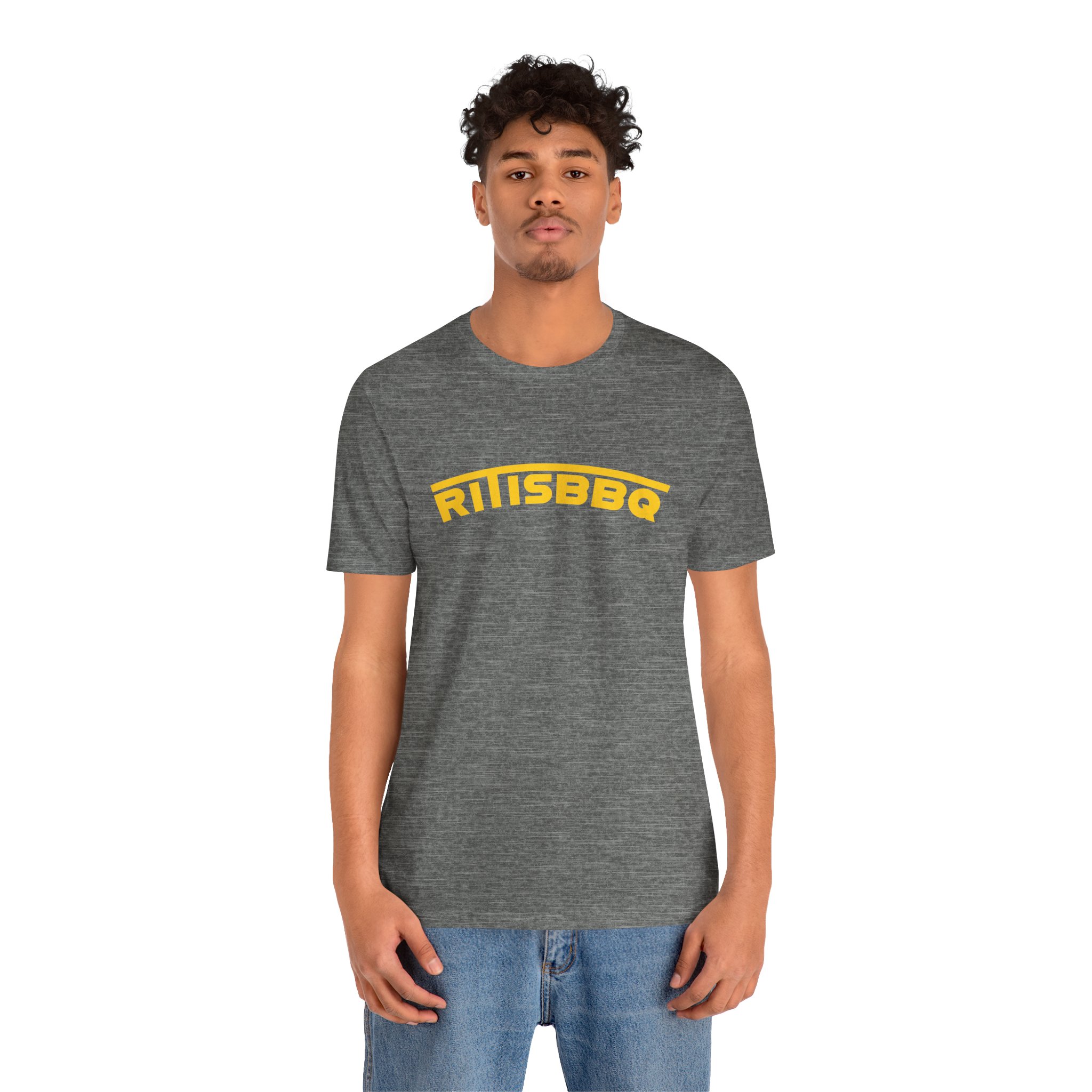 RITISBBQ Yellow Arch Text Unisex Jersey Short Sleeve Bella+Canvas 3001 Tee - Image 13