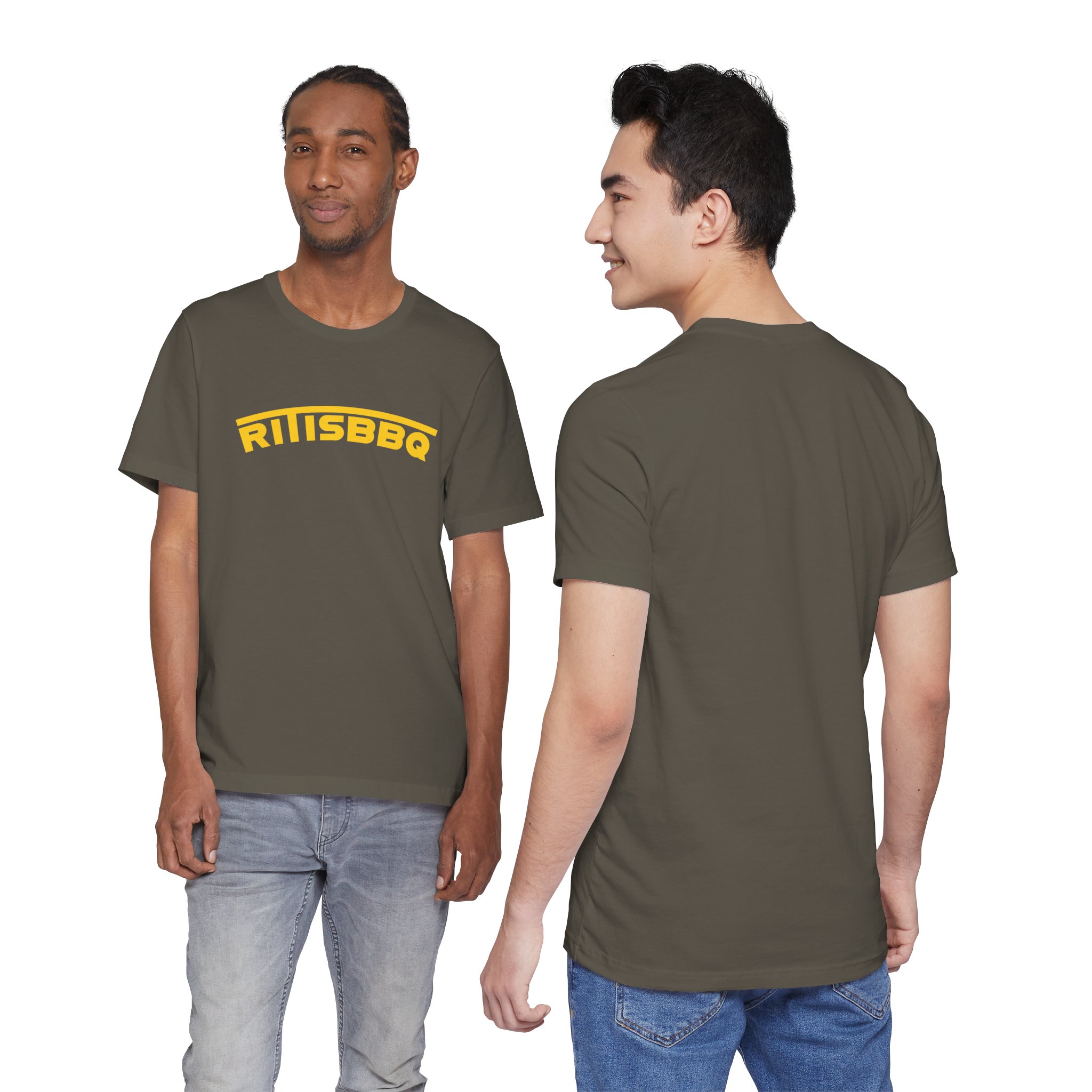 RITISBBQ Yellow Arch Text Unisex Jersey Short Sleeve Bella+Canvas 3001 Tee - Image 38
