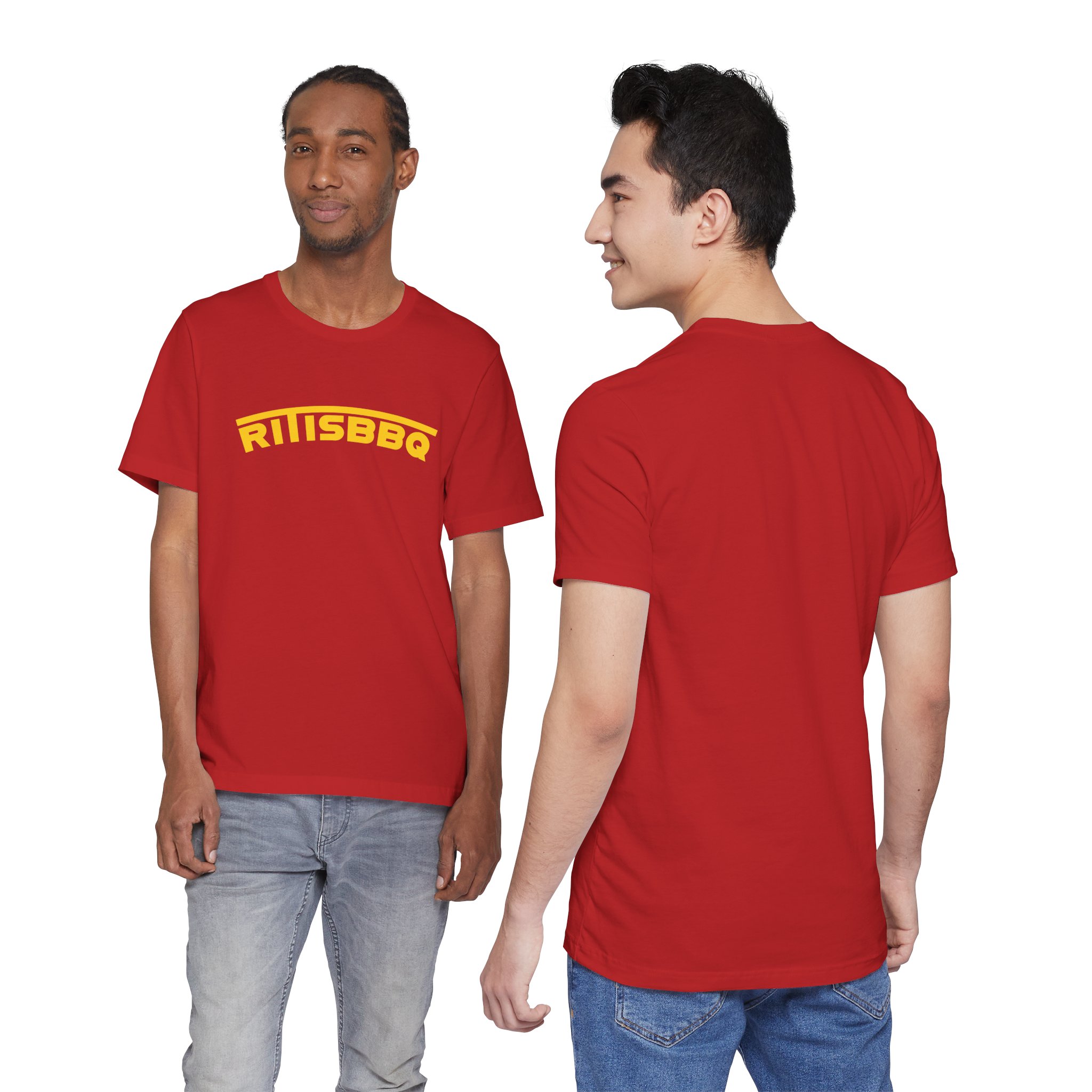 RITISBBQ Yellow Arch Text Unisex Jersey Short Sleeve Bella+Canvas 3001 Tee - Image 48