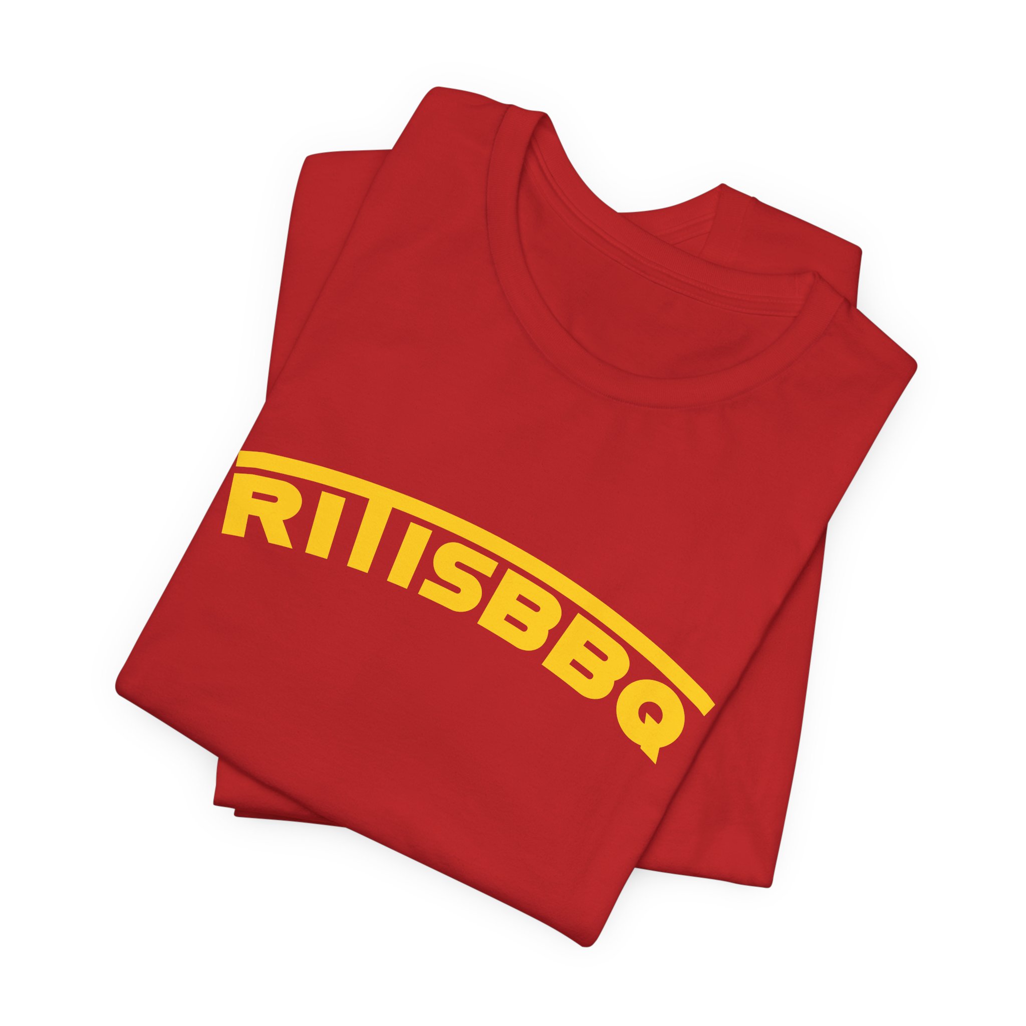 RITISBBQ Yellow Arch Text Unisex Jersey Short Sleeve Bella+Canvas 3001 Tee - Image 50