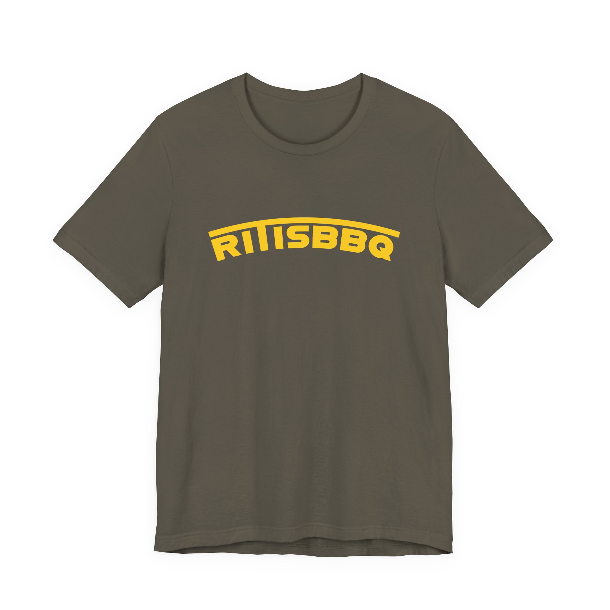 RITISBBQ Yellow Arch Text Unisex Jersey Short Sleeve Bella+Canvas 3001 Tee - Image 39